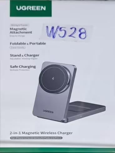 Cargador Inalámbrico Magnético UGREEN 2 en 1 Plegable con Soporte para Smartphone