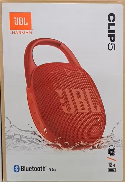 JBL Clip 5 – Bocina Bluetooth Portátil Resistente al Agua con Gancho Integrado