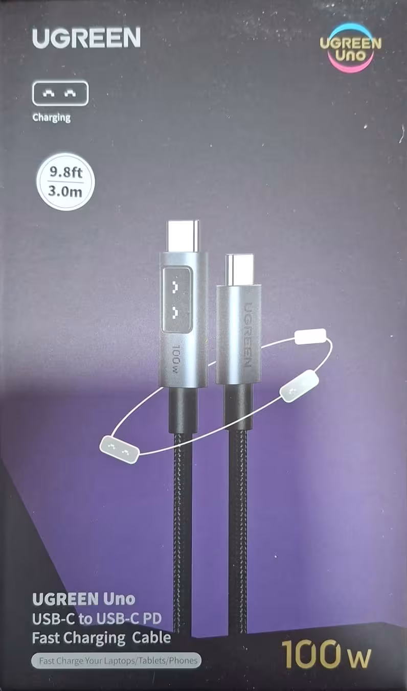 Cable UGREEN Uno USB-C a USB-C 100W PD de 3 Metros – Carga Rápida para Laptop, Tablet y Celular