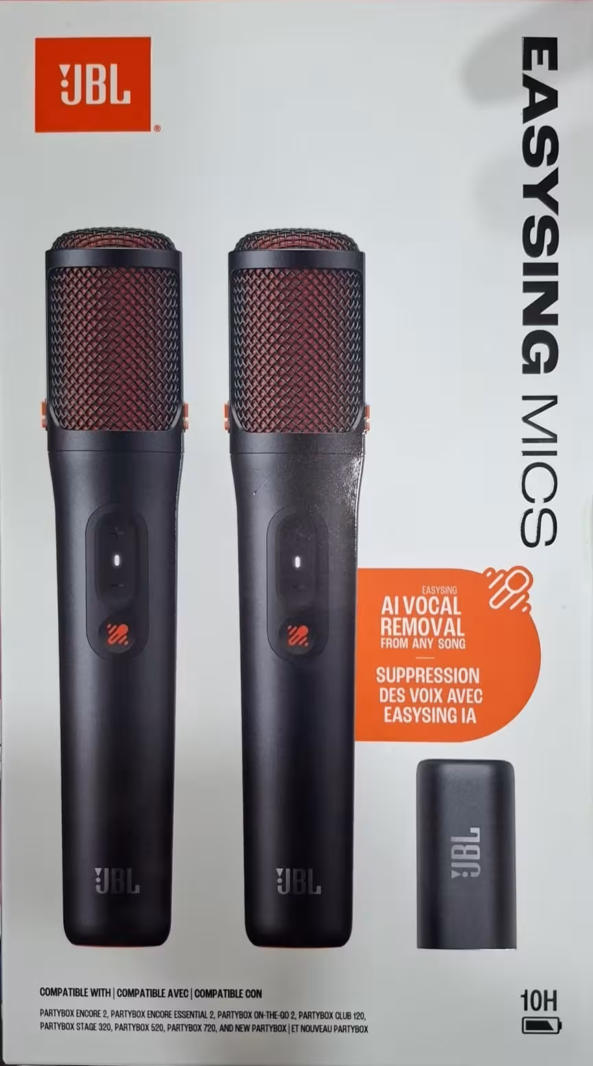 JBL EasySing Mics Micrófonos Inalámbricos para Karaoke Cancelación Voz IA 10h