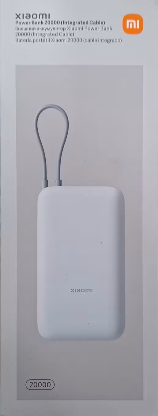 Xiaomi Power Bank 20000mAh Cable Integrado Batería Portátil Gris 22.5w