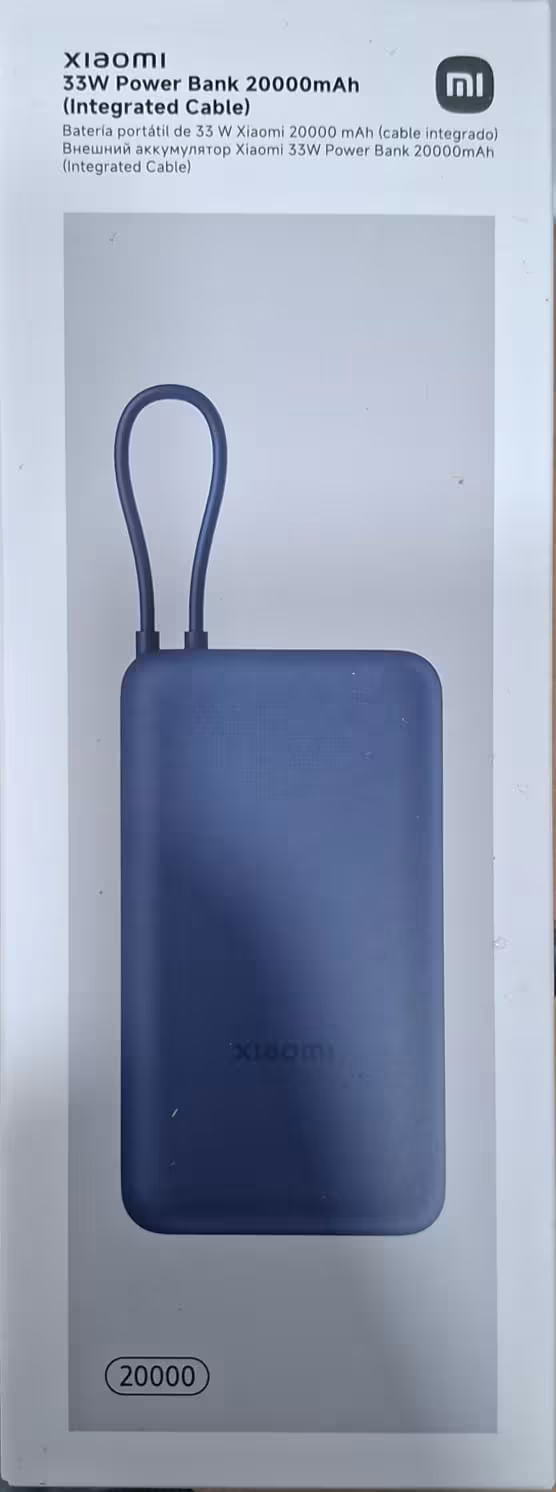 Xiaomi 33W Power Bank 20000mAh Batería Portátil Cable Integrado Azul