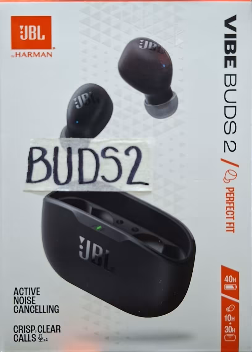 Audífonos JBL Vibe Buds 2 Bluetooth con Cancelación de Ruido, Modo Ambiente y Estuche de Carga