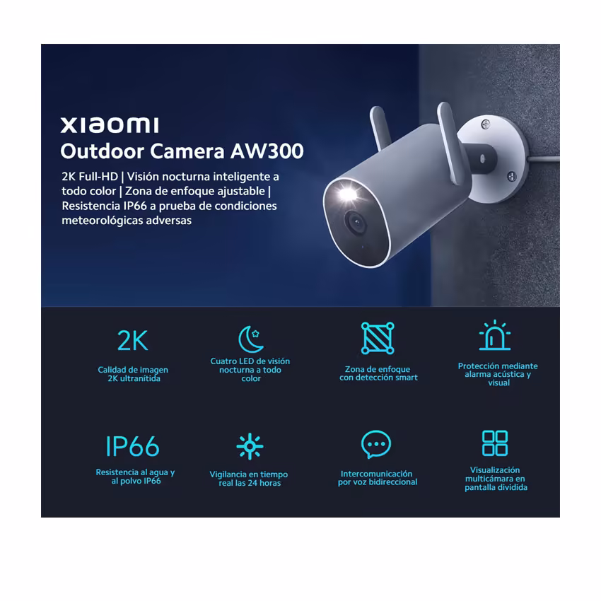 Xiaomi Outdoor Camera AW300: Seguridad 2K Ultra HD, Visión Nocturna a Color, Alarma Visual-Acústica y Resistencia IP66