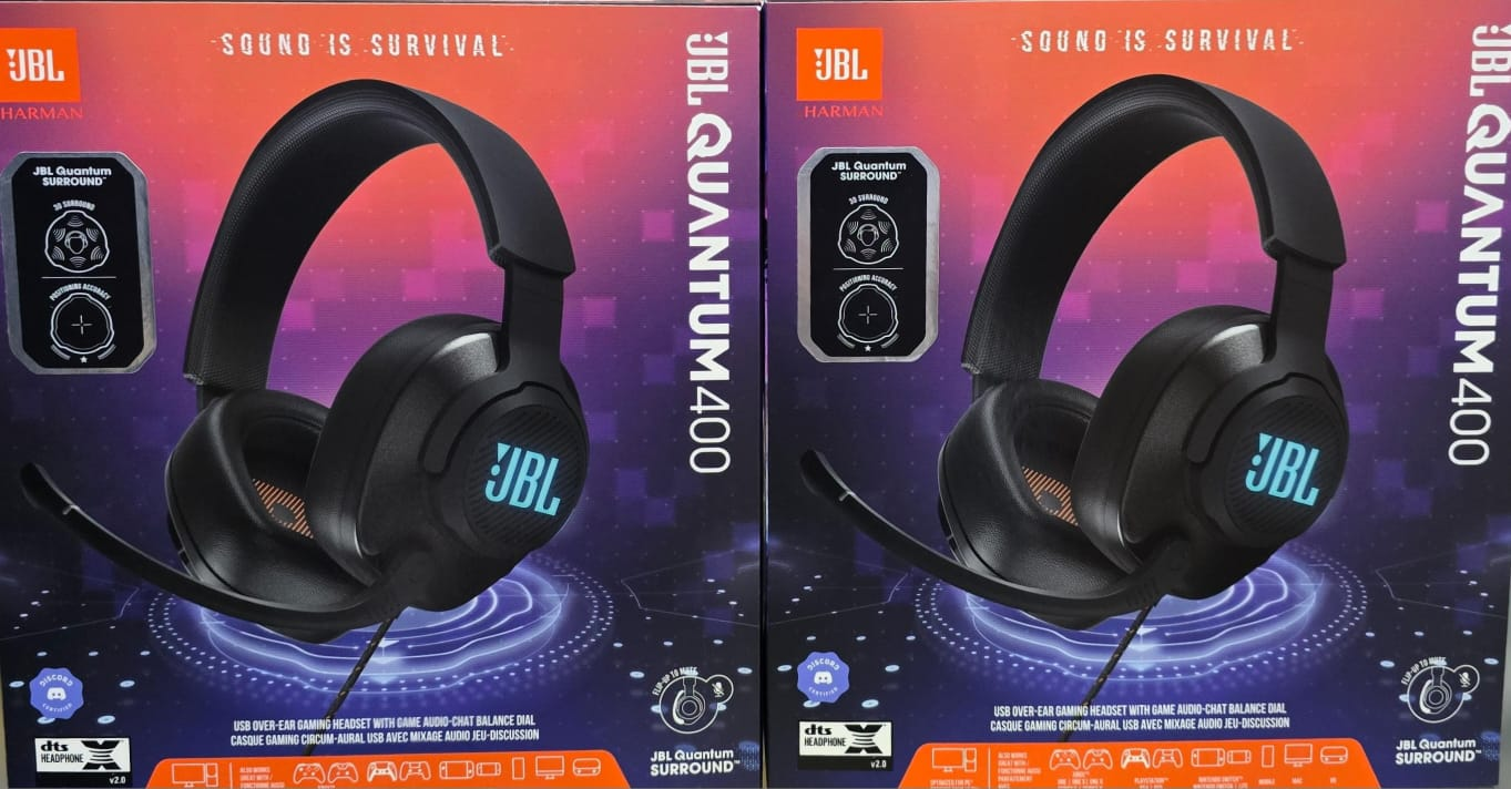Audífonos Gamer JBL Quantum 400 con Sonido Surround, Micrófono Direccional y Conexión USB