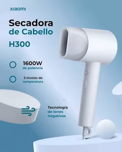 Secador de Cabello Xiaomi Hair Dryer H300 con Iones Negativos, 1600W y Secado Rápido Profesional