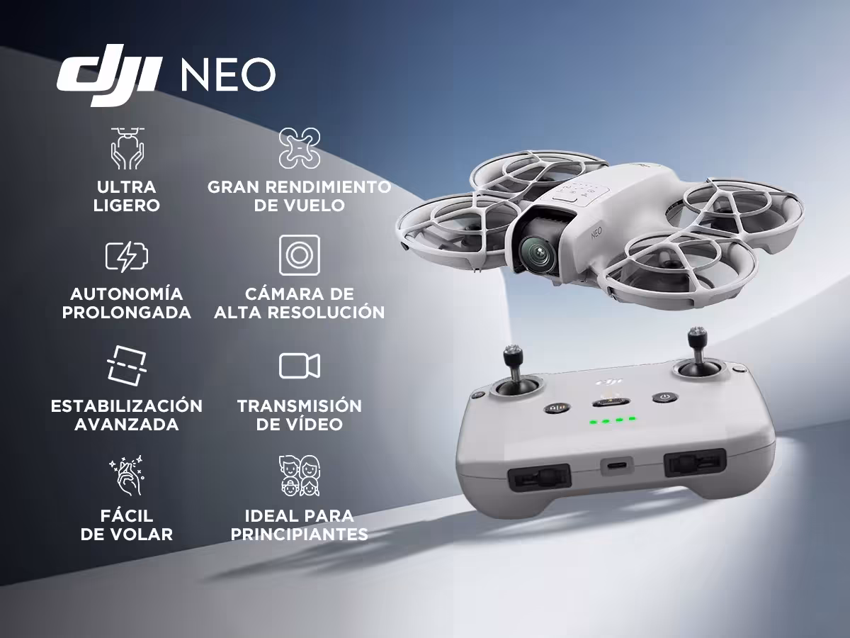 DJI Neo Fly More Combo: Dron de Despegue de Palma, Video 4K Ultra Estabilizado, IA de Seguimiento y Vuelo Seguro