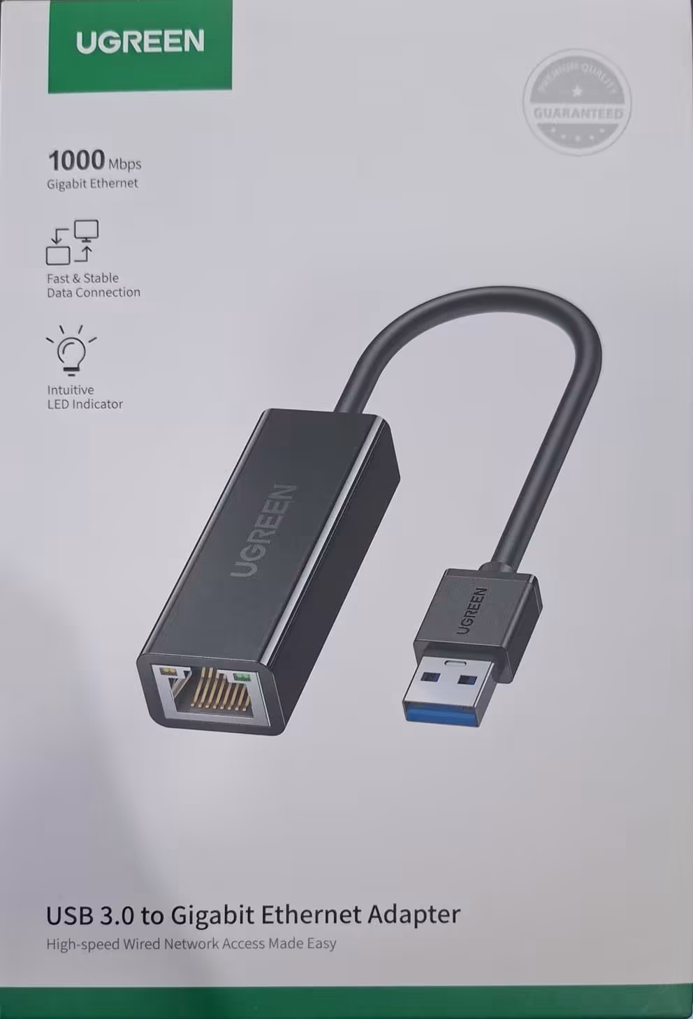 Adaptador UGREEN USB 3.0 a Gigabit Ethernet RJ45 1000 Mbps para PC y Laptop