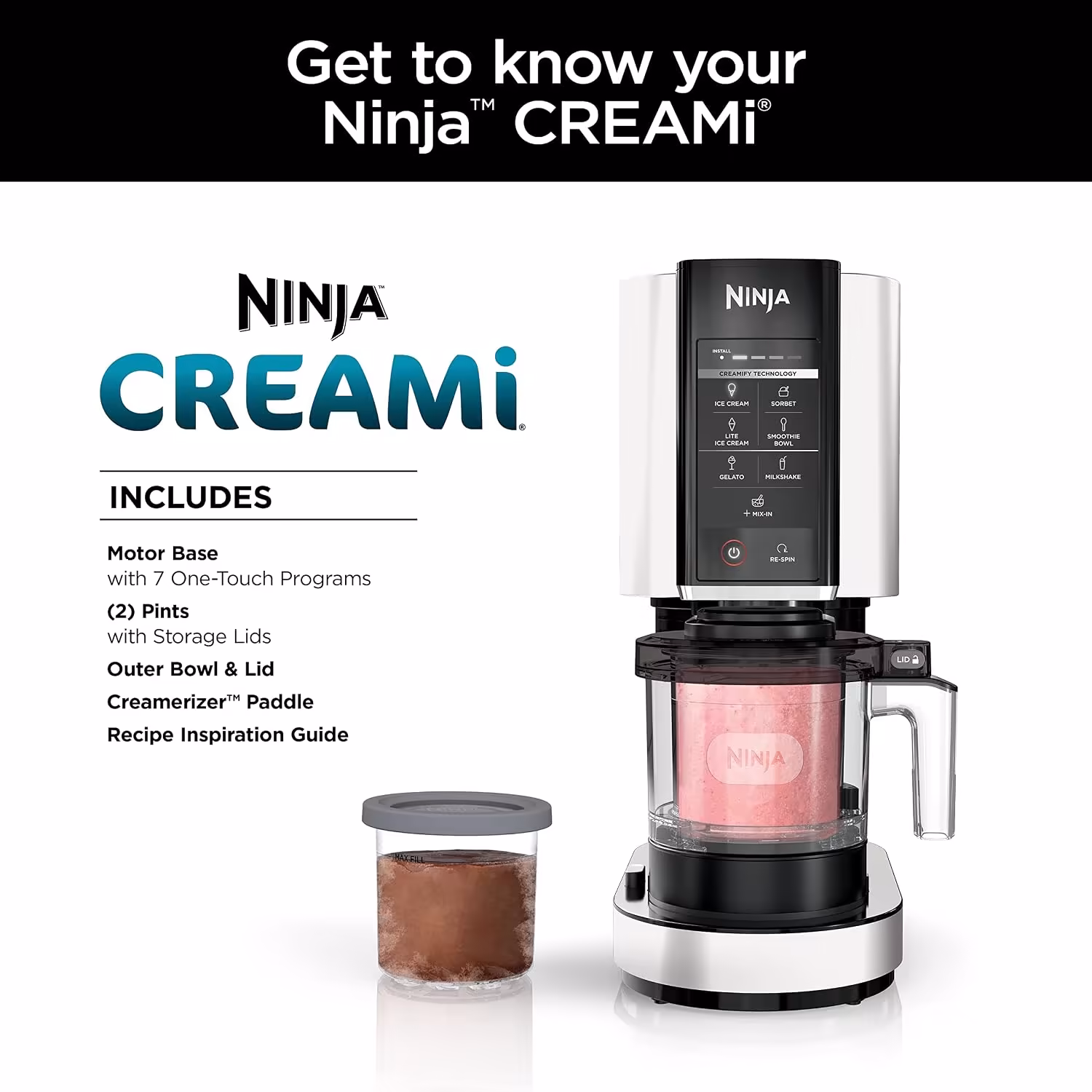 Máquina para Helados Ninja CREAMi Creamify Heladera Multifunción para Helados, Sorbetes y Smoothies