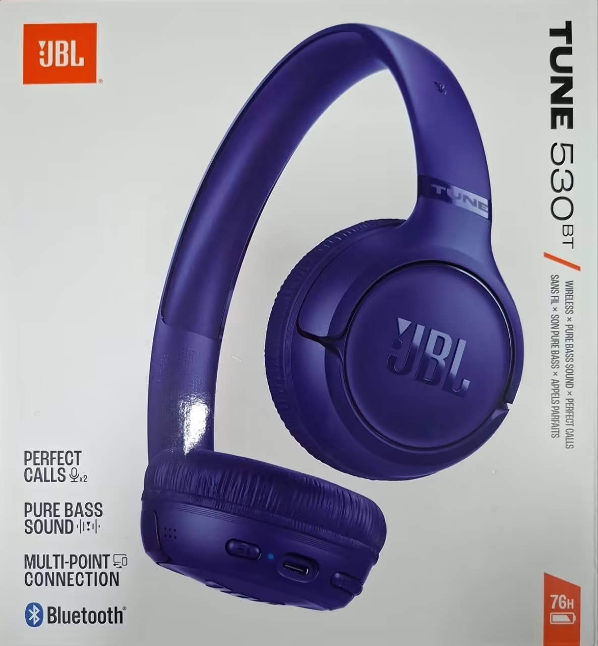 JBL Tune 530BT: Auriculares Inalámbricos On-Ear con Sonido Pure Bass y hasta 76 Horas de Autonomía