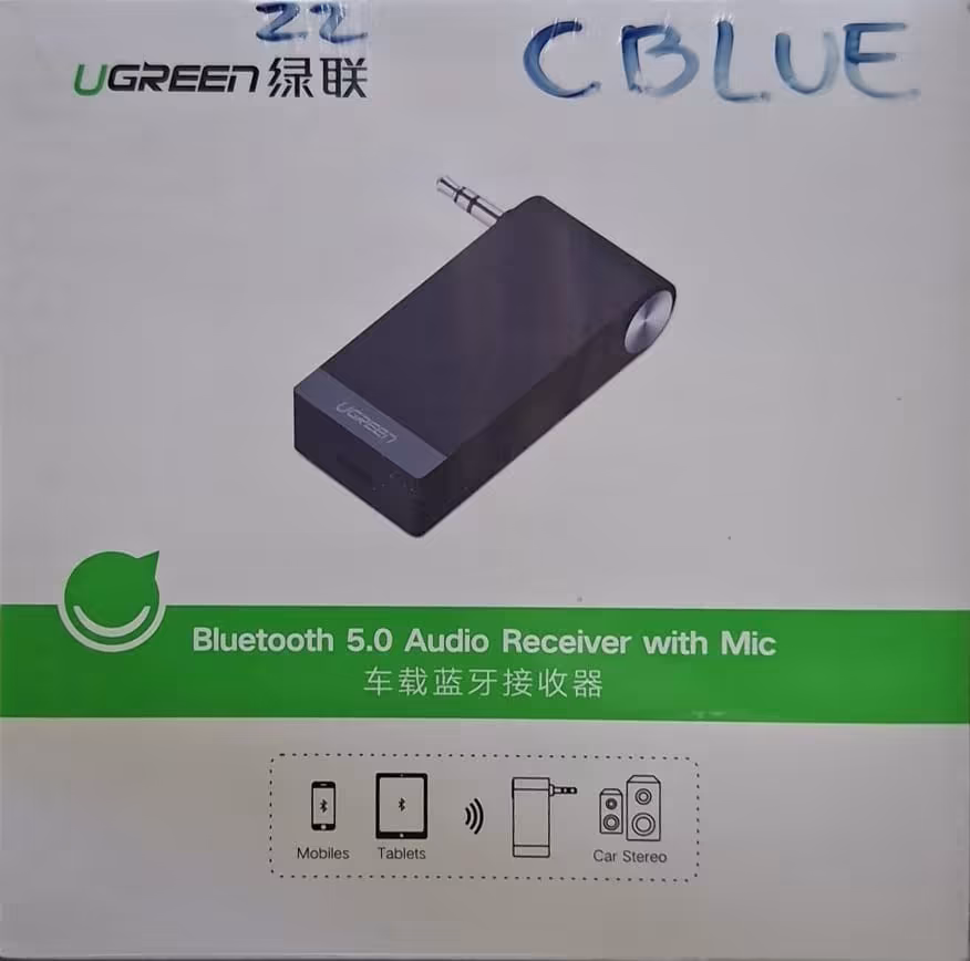 Ugreen Receptor Bluetooth 5.0 Audio con Micrófono Adaptador Inalámbrico 3.5mm para Auto y Bocinas
