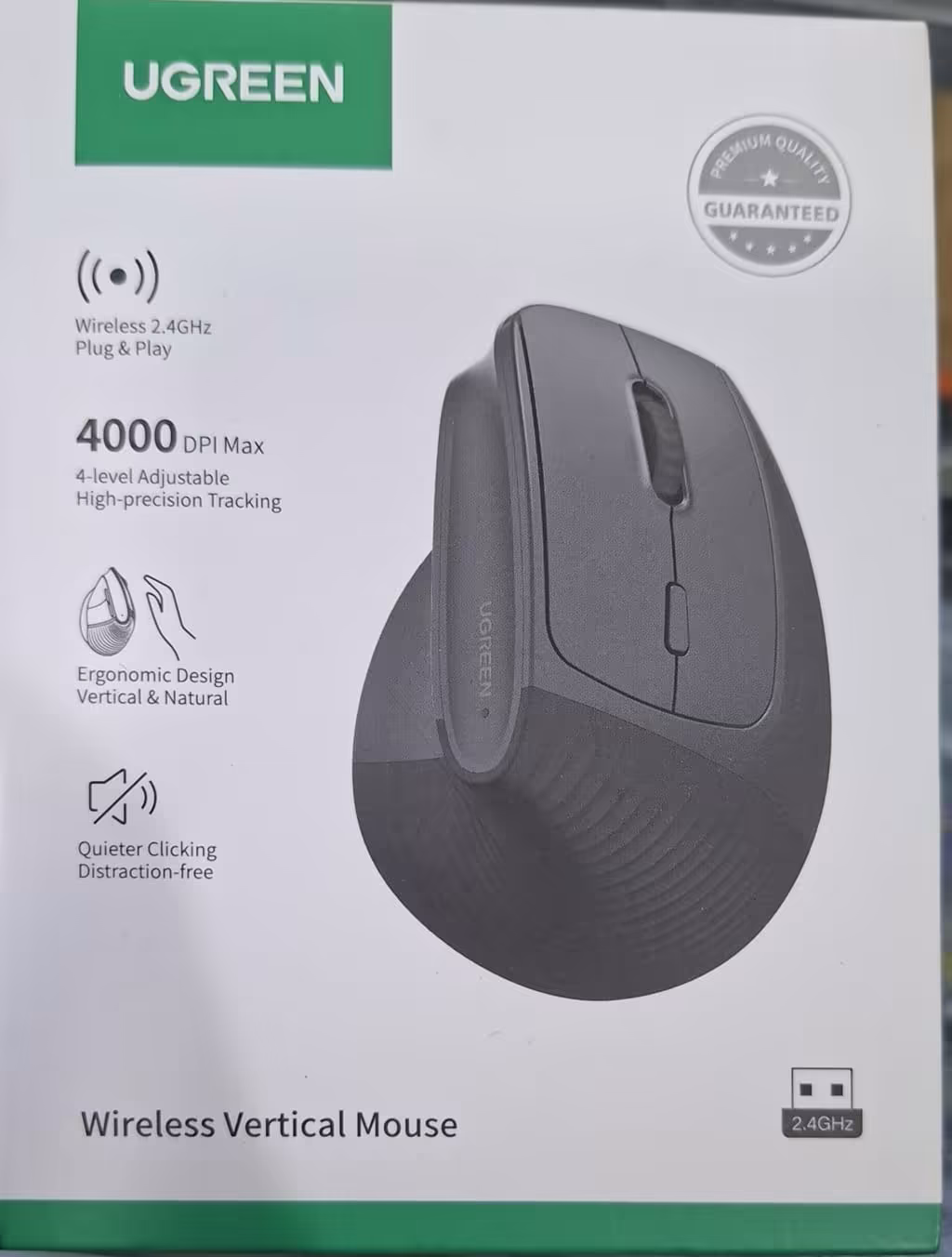 Mouse Vertical Inalámbrico UGREEN 2.4GHz Ergonómico con 4000 DPI Ajustables