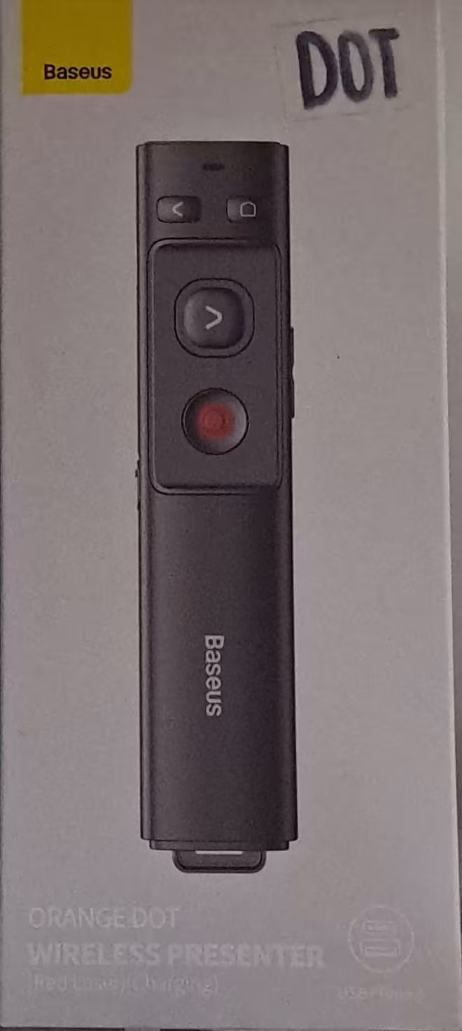 Baseus Orange Dot – Presentador Inalámbrico con Puntero Láser para Presentaciones Profesionales
