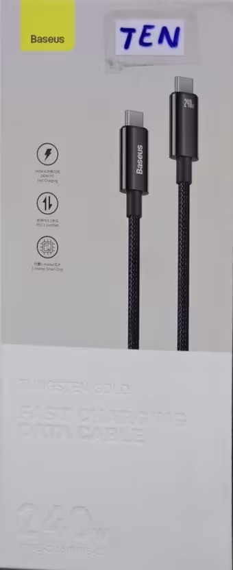 Cable Baseus USB-C a USB-C 240W para Carga Rápida y Transferencia de Datos de Alta Velocidad