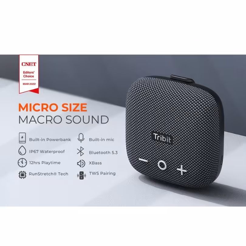 Tribit StormBox Micro 2: Parlante Bluetooth de 10W, Graves XBass, Batería de 12h y Función de Powerbank