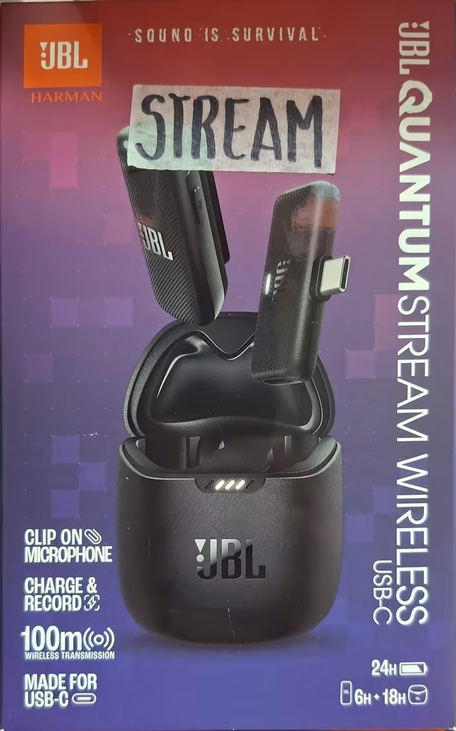 JBL Quantum Stream Wireless Micrófono Inalámbrico USB-C para Streaming y Grabación