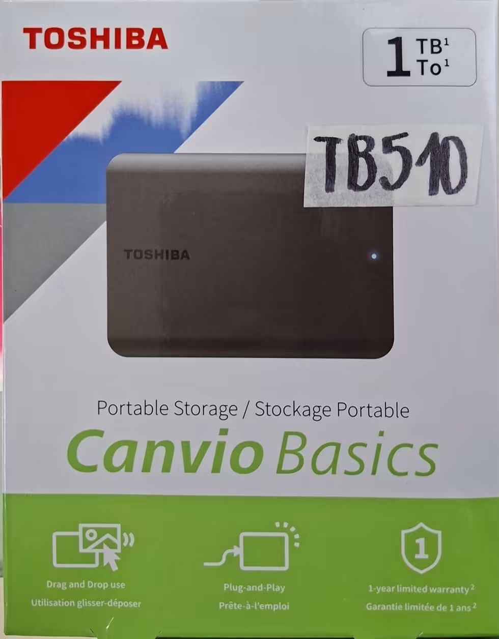 Toshiba Canvio Basics 1TB – Almacenamiento Portátil Confiable y Práctico