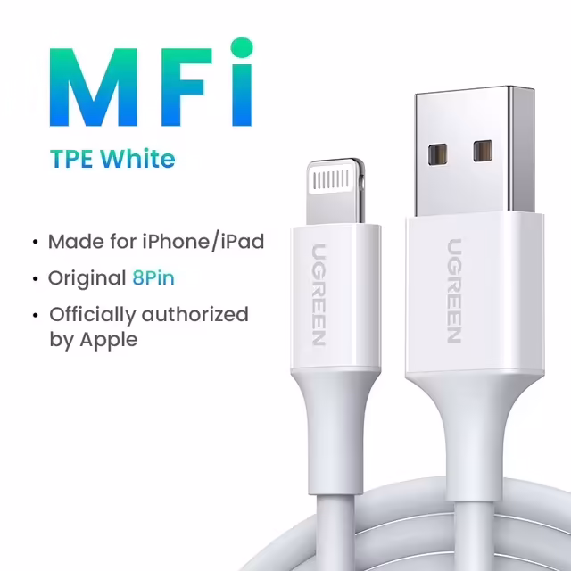 Cable UGREEN USB-A a Lightning para iPhone y iPad con Carga Rápida de 2.4A
