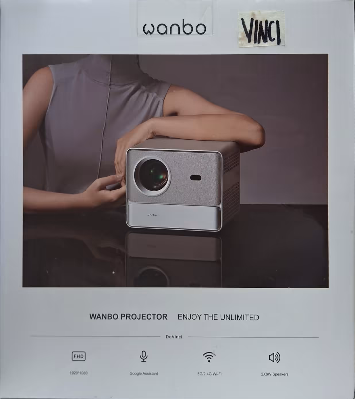 Wanbo Proyector Wanbo DaVinci Full HD con Google Assistant, Wi-Fi Dual y Sonido Integrado