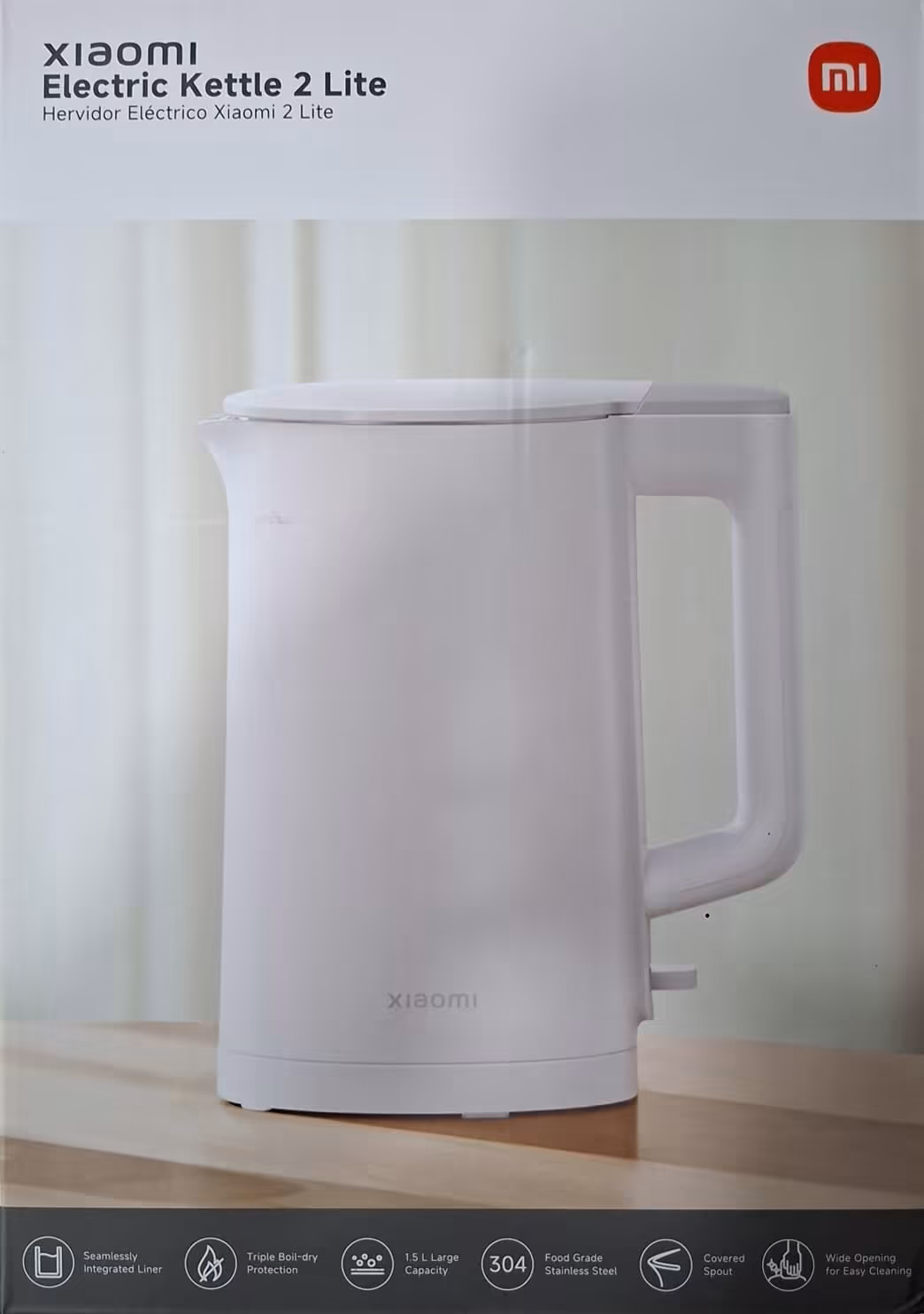 Hervidor Eléctrico Xiaomi Electric Kettle 2 Lite de 1.5 L con Acero Inoxidable 304 y Protección Triple