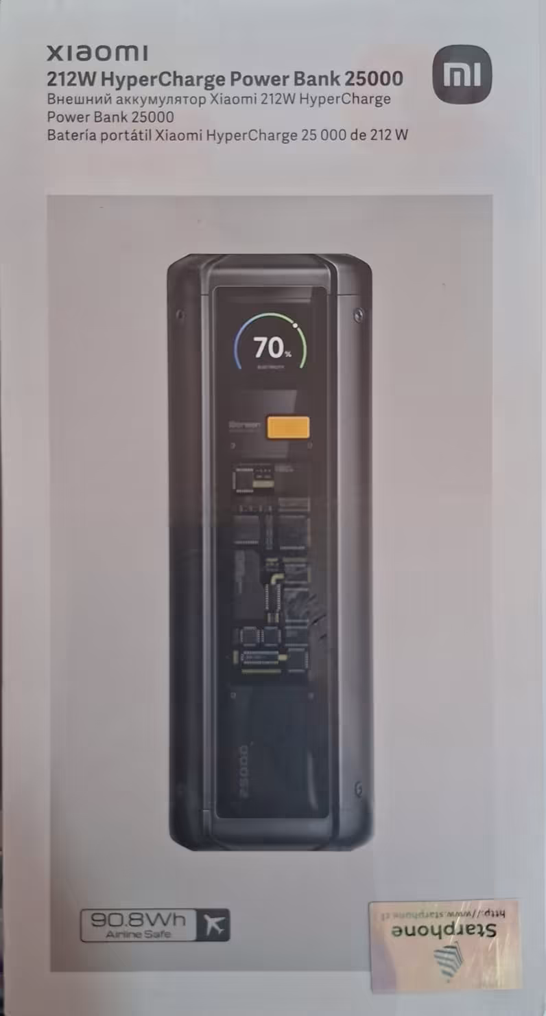 Xiaomi HyperCharge Power Bank 25000 mAh 212W con Pantalla Inteligente y Carga Ultra Rápida