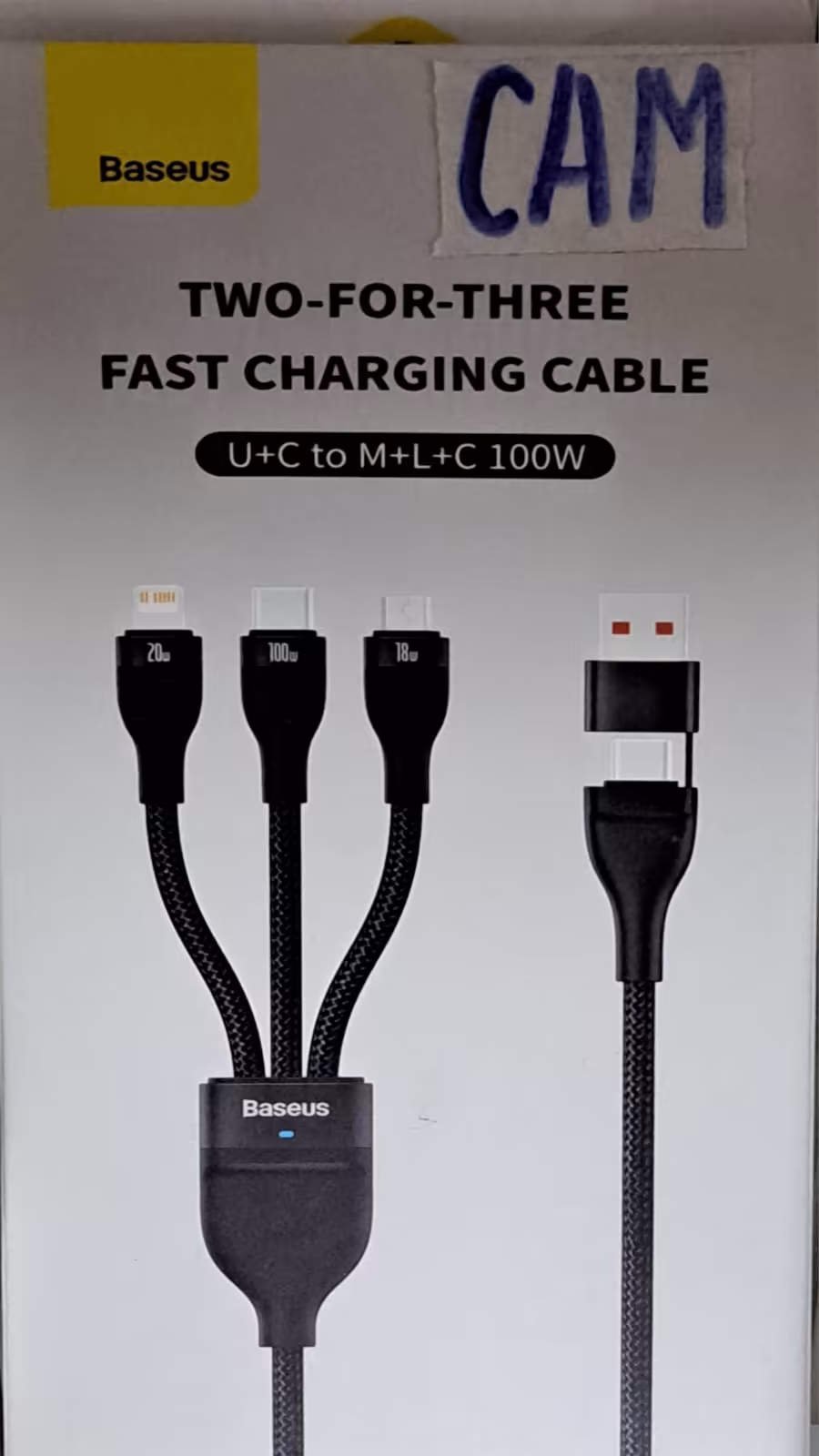 Baseus Cable de Carga Rápida 3 en 1 100W USB + USB-C a Micro-USB / Lightning / USB-C