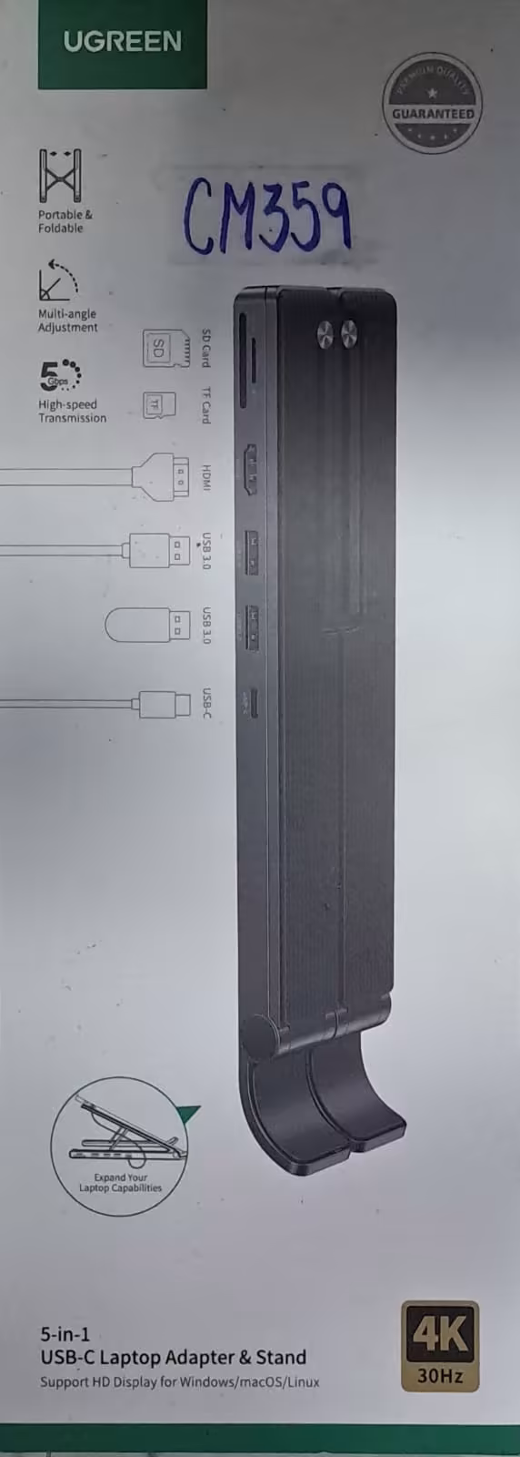 UGREEN CM359 – Adaptador USB-C 5-en-1 con Soporte Ajustable para Laptop